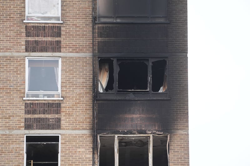 The scene following a fire in a tower block in Catford, south-east London