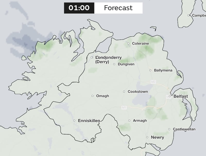 Cloud coverage at 1am (Met Office)