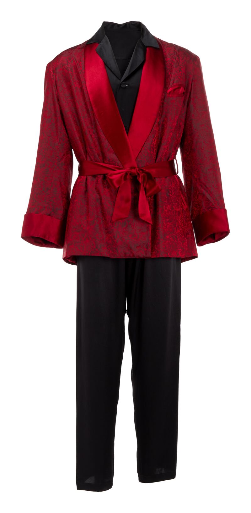 A smoking jacket owned by Hugh Hefner which was auctioned off along with the Playboy founder’s slippers, pyjamas and tobacco pipe