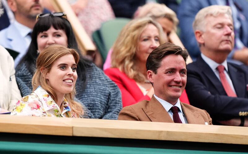 Princess Beatrice and Edoardo Mapelli Mozzi in the royal box at Wimbledon in July