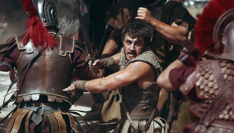 Paul Mescal in action in Gladiator II