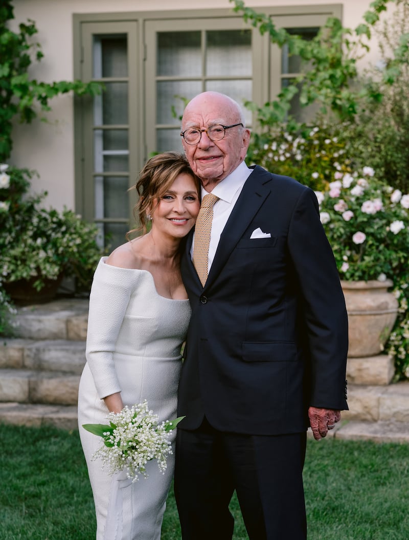 Rupert Murdoch, 93, with his new wife Elena Zhukova, a retired Russian biologist, whom he married during a ceremony at his Californian vineyard
