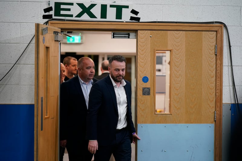 SDLP Leader Colm Eastwood Arrives at Meadowbank Sports Arena, Magherafelt, during the count for the 2024 General Election. Picture date: Friday July 5, 2024. PA Photo. See PA story POLITICS Election Ulster. Photo credit should read: Niall Carson/PA Wire