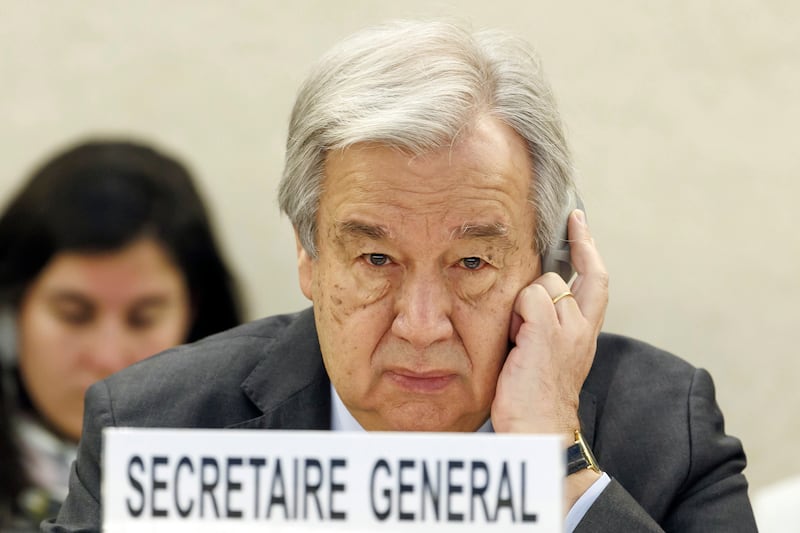 UN Secretary-General Antonio Guterres (Salvatore Di Nolfi/Keystone via AP)