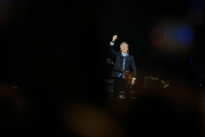 Sir Paul McCartney performs on stage at the O2