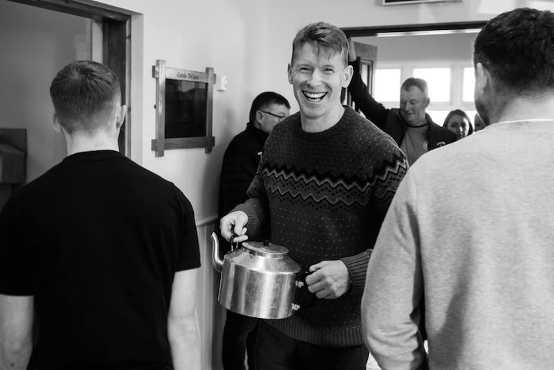 Jody serves tea at a club event last Christmas hosted by Trillick senior footballers for the women of their parish