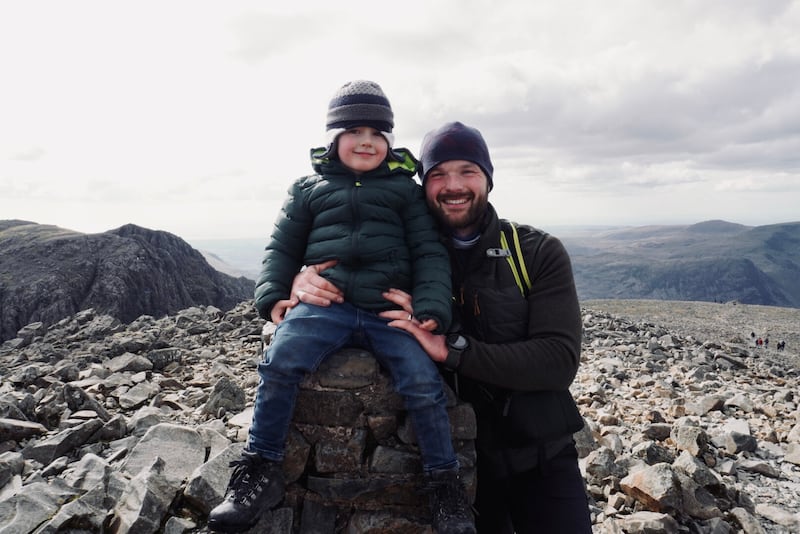 Jasper at the summit of Scafell Pike