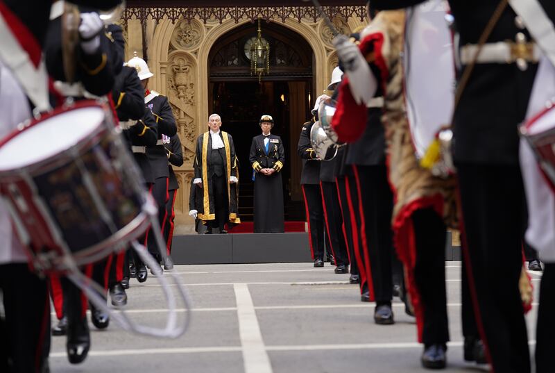 The Princess Royal standing with the Speaker of the House of Commons Sir Lindsay Hoyle in Speaker’s Court