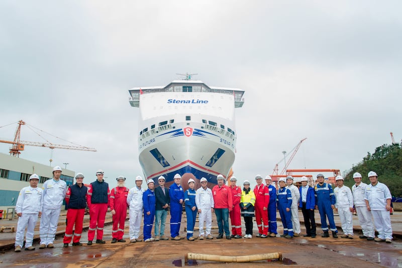 Swedish ferry company Stena Line has reached another milestone in the build of its NewMax ships by launching Stena Futura into the water in China and laying the keel of the second ship, to be named Stena Connecta