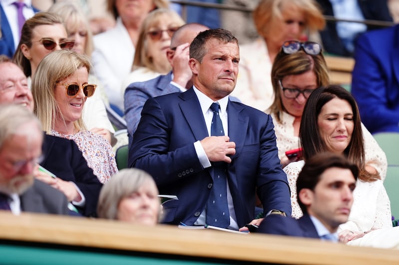 Shara Grylls and Bear Grylls in the royal box on day four of the 2024 Wimbledon Championships