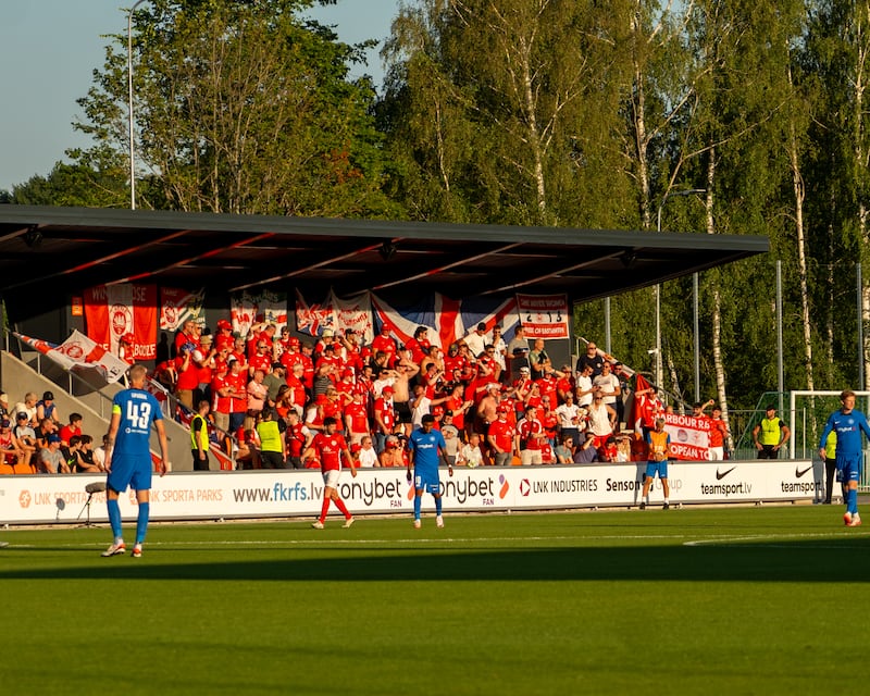 Larne fans in Riga last week