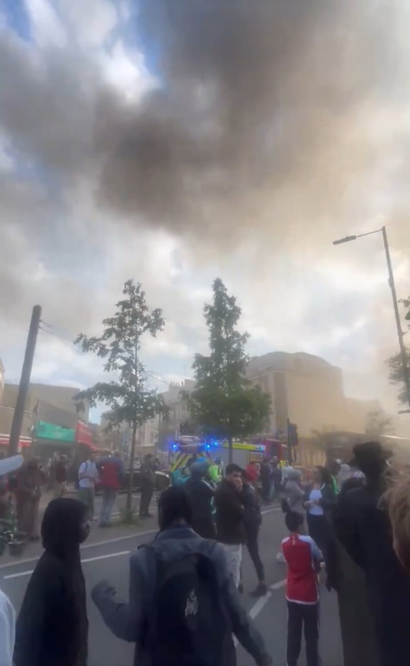 Hackney resident, Rosie Speirs, filmed the moment thick, black smoke billowed from a building in the area (Rosie Speirs)