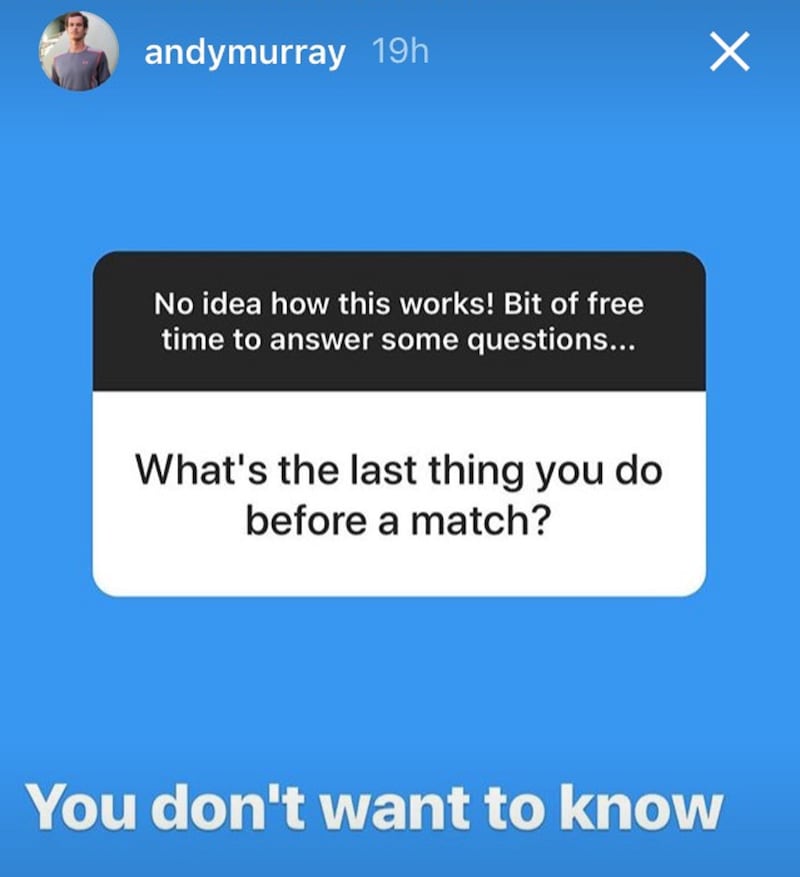 Andy Murray answers questions on his Instagram Story