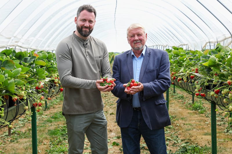 Great British Menu chef Tom Shepherd with Nick Marston, chairman of British Berry Growers