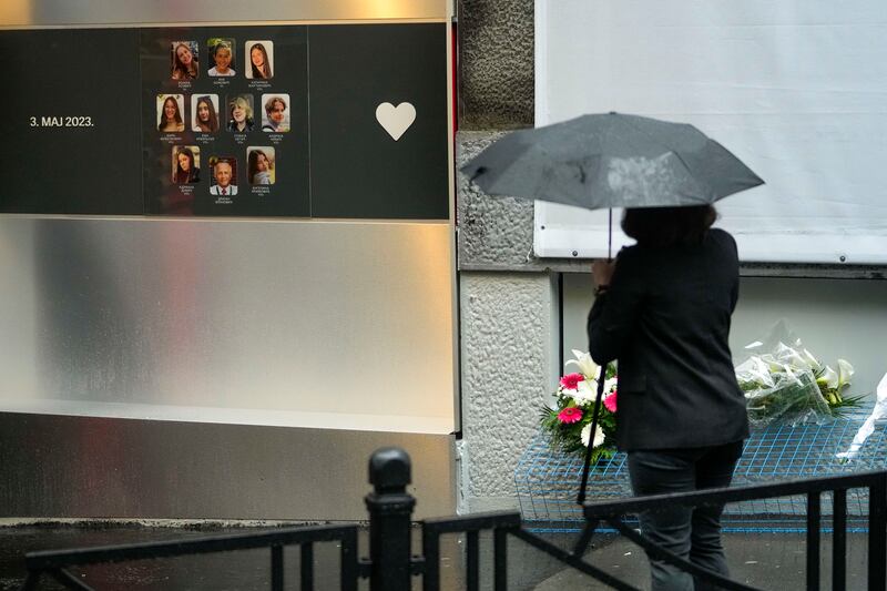 A ceremony to mark the first anniversary of the school shooting was held in Belgrade (Darko Vojinovic/AP)