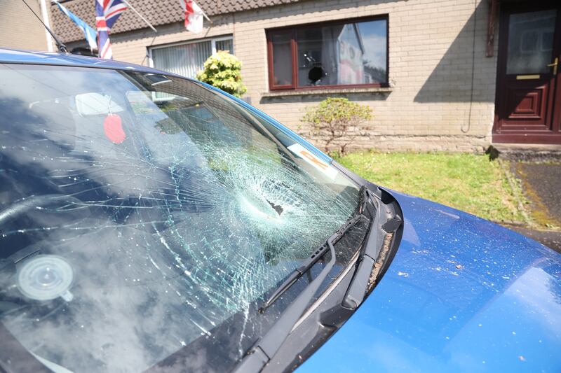 Damage caused to a property in the Erskine Park area  of Ballyclare. A window was  smashed and a vehicle parked outside damaged, when a brick was thrown through the windscreen.
PICTURE COLM LENAGHAN