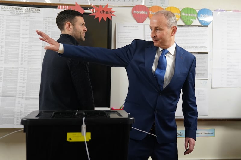 Tanaiste and Fianna Fail leader Micheal Martin casts his vote at St Anthony’s Boys National School, Beechwood Park, Ballinlough, Cork