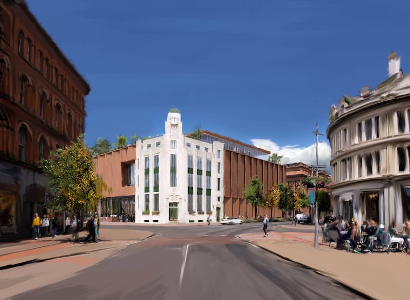 Architectural illustration of what Belfast Stories might look like approaching from Royal Avenue