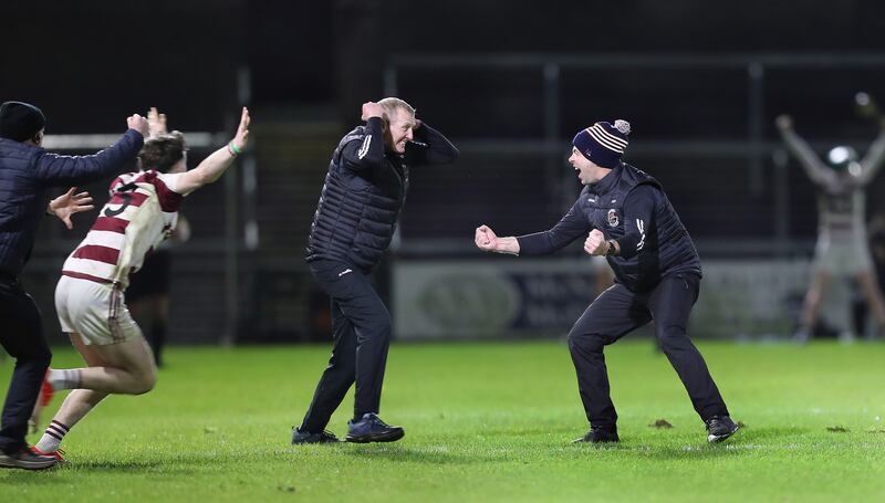 Sleacht Néill boss Paul McCormack celebrates after Sunday's Ulster final victory over Portaferry. Picture by Margatet McLaughlin