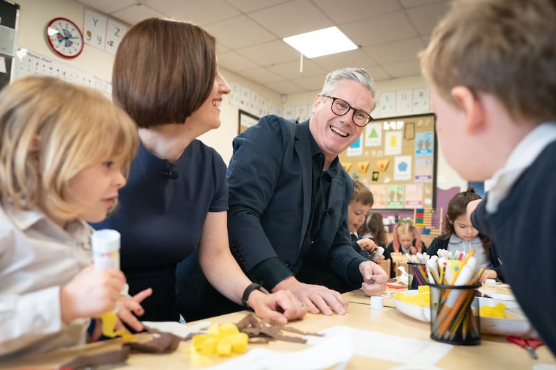 Labour leader Sir Keir Starmer and shadow education secretary Bridget Phillipson visited Nursery Hill Primary School in Nuneaton to unveil the party’s plans for childcare