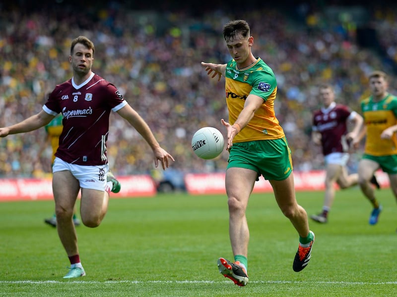 Donegal's Michael Langan and Galway's Paul Conroy