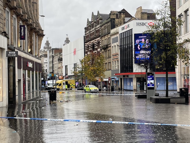 A police cordon on Church Street in Liverpool
