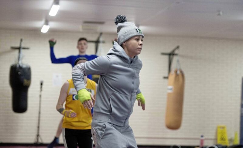 Carly McNaul booked her place in the flyweight final with a confident display against Kenya's Christine Ongare. Picture by Mark Marlow