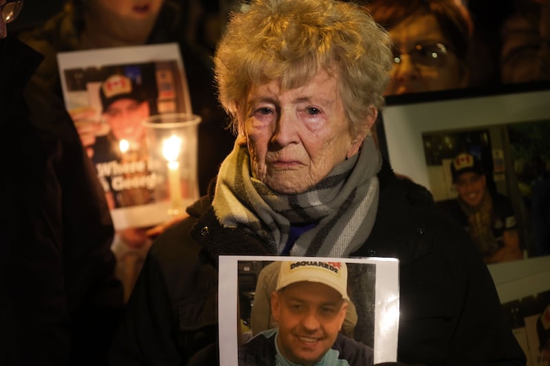 Family and Friends of John George attend a vigil at Luke’s in Twinbrook on Tuesday evening, John George 
 went missing while in Spain just before Christmas.
Also known as John Hardy, the west Belfast man did not board his return flight to Belfast from Alicante airport on December 18 as intended.
PICTURE COLM LENAGHAN