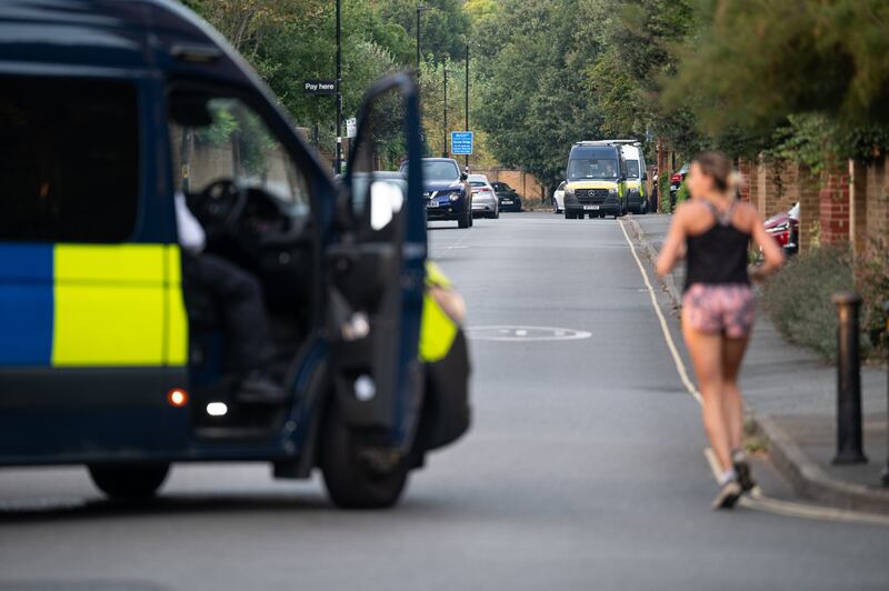 Police in the Chiswick area of west London during the hunt for Daniel Khalife