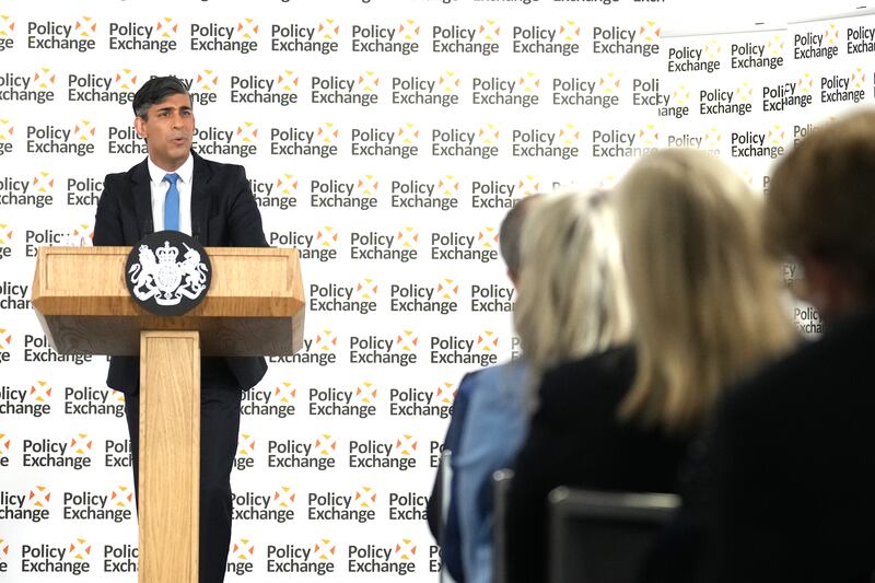 Rishi Sunak delivered a keynote speech at the Policy Exchange think tank on Monday May 13