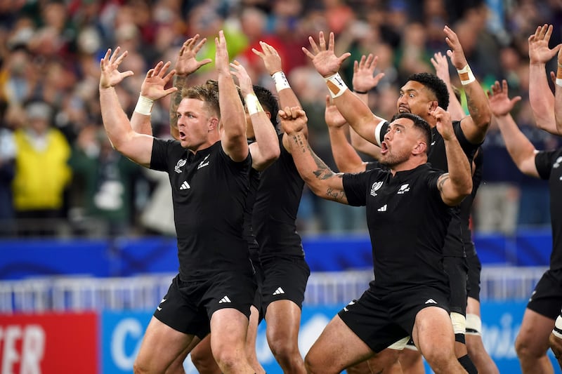 New Zealand players perform the haka