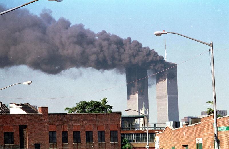 A view of World Trade Centre towers after the 9/11 attacks