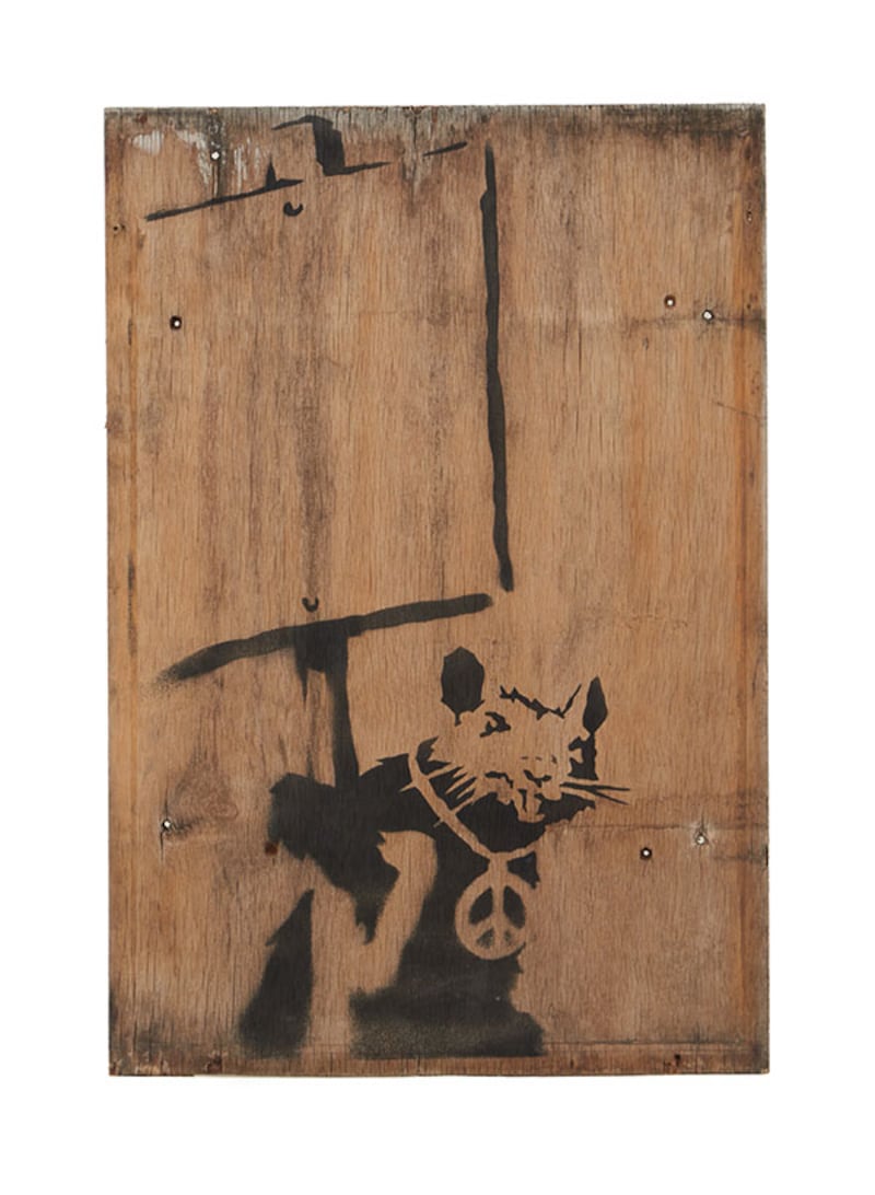 One of Banksy’s Placard Rats is among the items in the lot