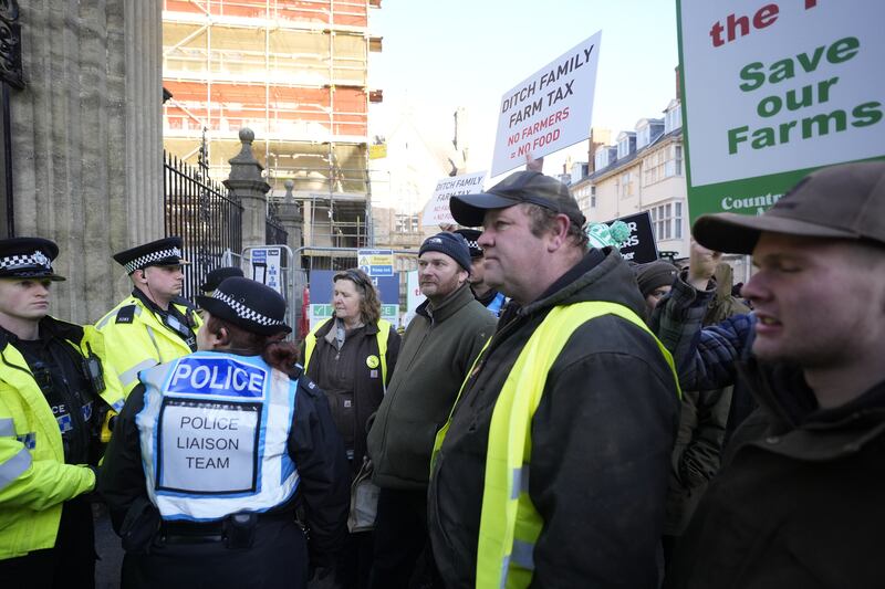 Farmers take part in the protest in Oxford