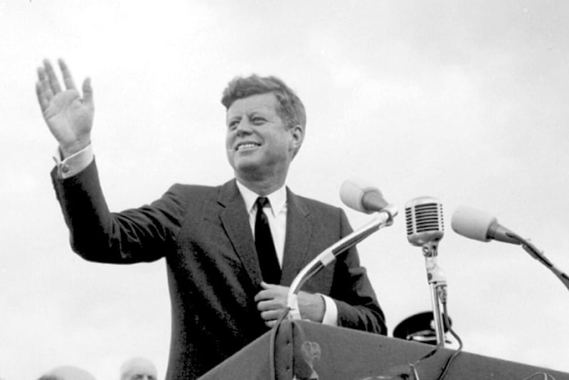 President John F Kennedy in New Ross, Co Wexford, during his visit to Ireland in June 1963, five months before he was shot dead in Dallas, Texas. Photo: PA Wire 