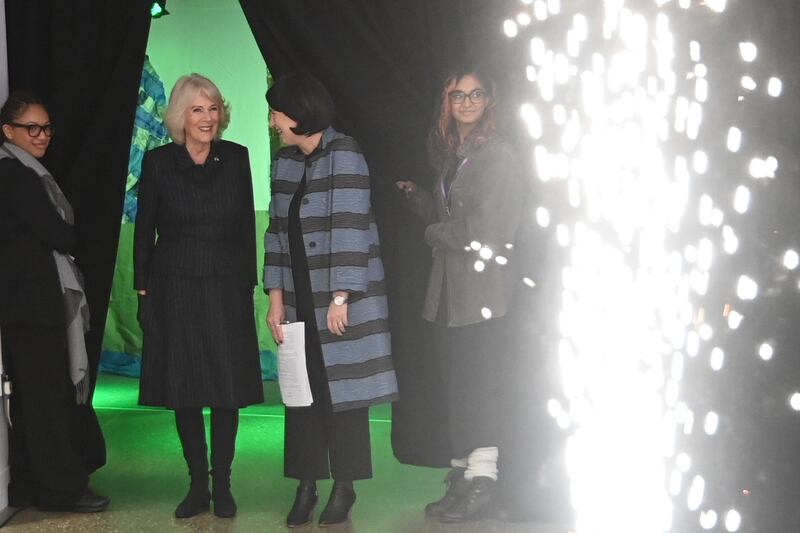 Camilla was greeted by fireworks at the east London school