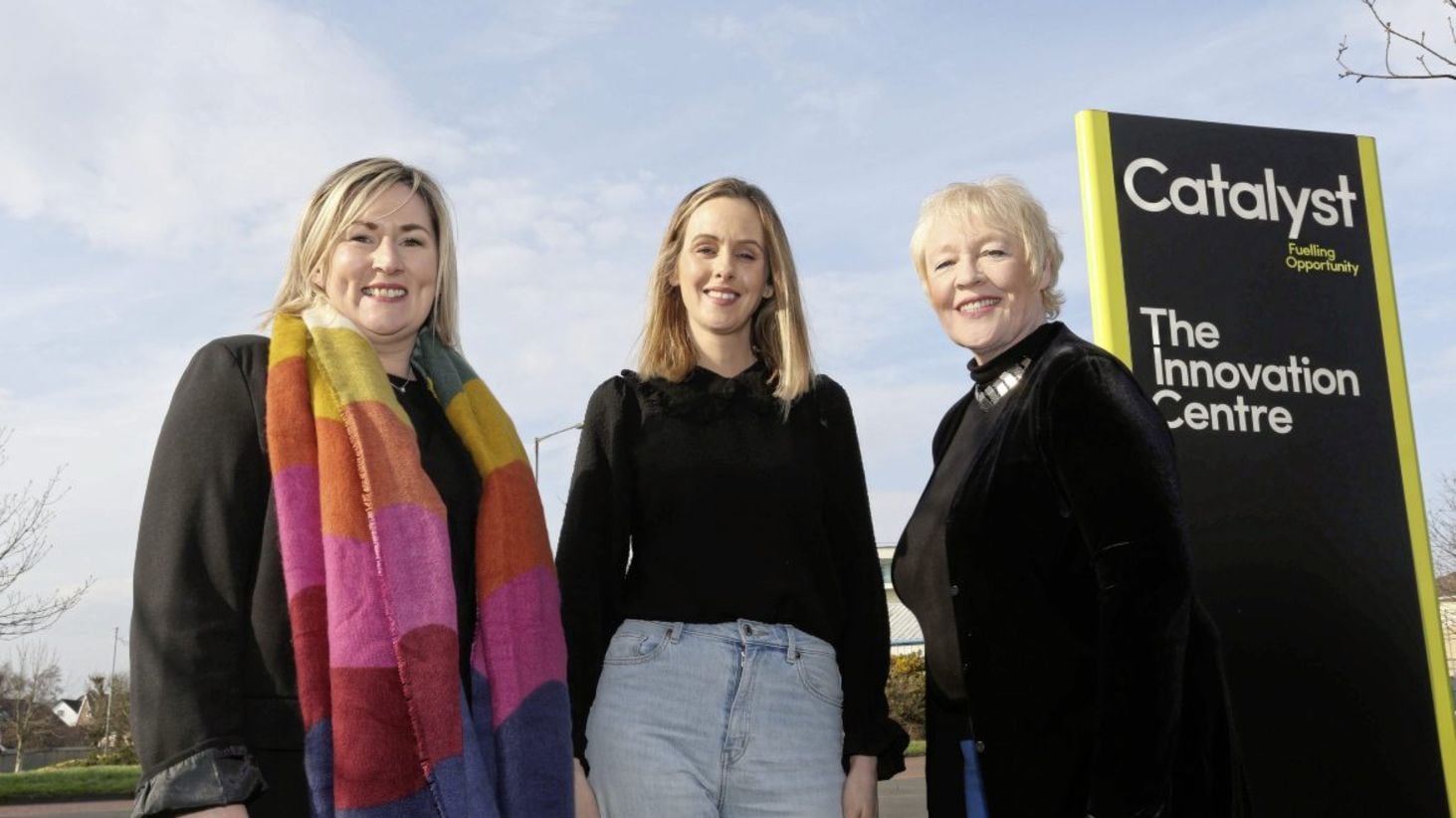 Pictured at Catalyst Innovation Centre in Derry are (from left) Clare McGee, co-founder of AwakenHub; Natasha O&rsquo;Hea, community manager at Catalyst; and Mary McKenna, co-founder of AwakenHub 
