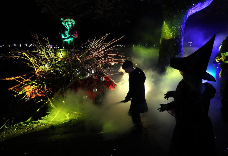 The Halloween festivities have began in Derry city. Tens of thousands are expected to visit the city for the Awakening The Walled City trail that continues until Wednesday night and the spectacular fireworks and carnival parade on Thursday night. Pictures Margaret McLaughlin 29-10-2024