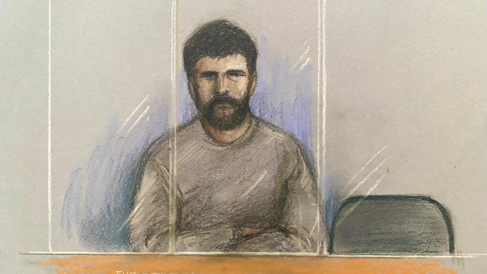 An artist’s impression of Joshua Bowles who is accused of stabbing a woman at a leisure centre in Cheltenham (Elizabeth Cook/PA)