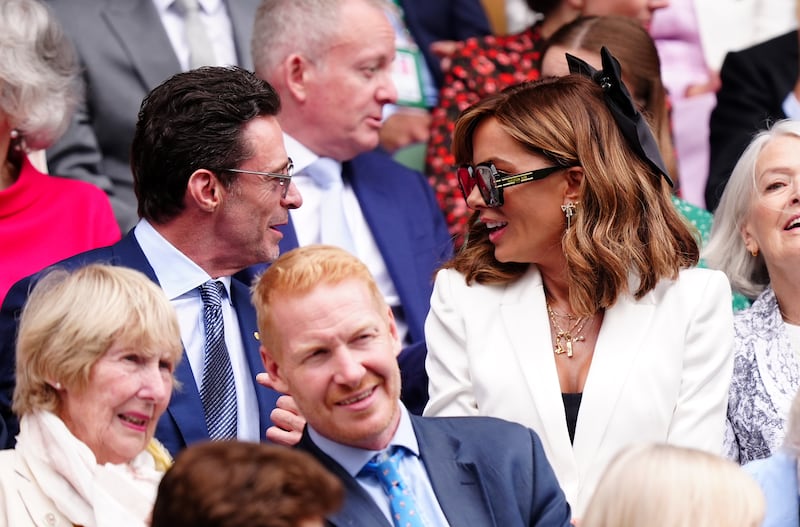 Hugh Jackman and Kate Beckinsale in the royal box on day 13 of the championship