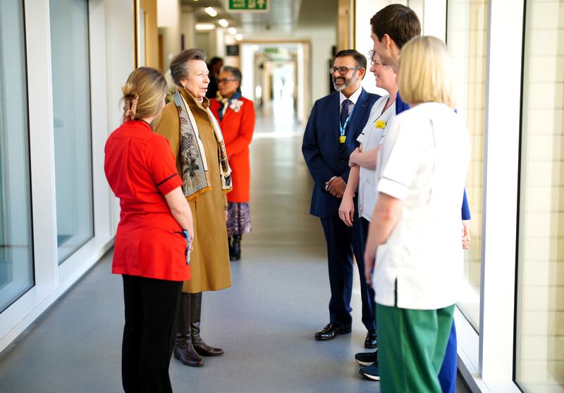 The Princess Royal meets clinicians who treated her during a visit to Southmead Hospital