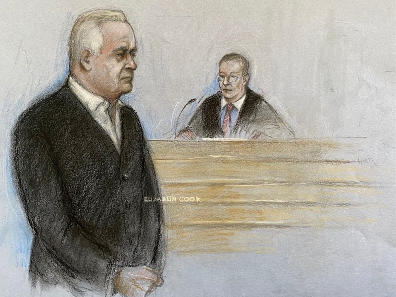 Court sketch of former BBC broadcaster Huw Edwards