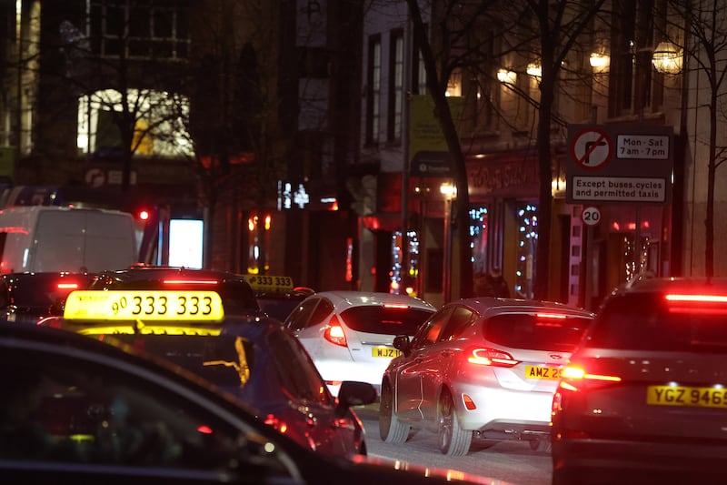 Traffic in builds up in Belfast CIty Centre. PICTURE: MAL MCCANN