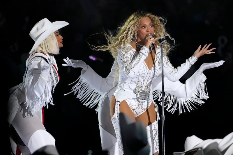 Beyoncé performs during halftime of an NFL football game between the Houston Texans and the Baltimore Ravens (David J. Phillip/AP)