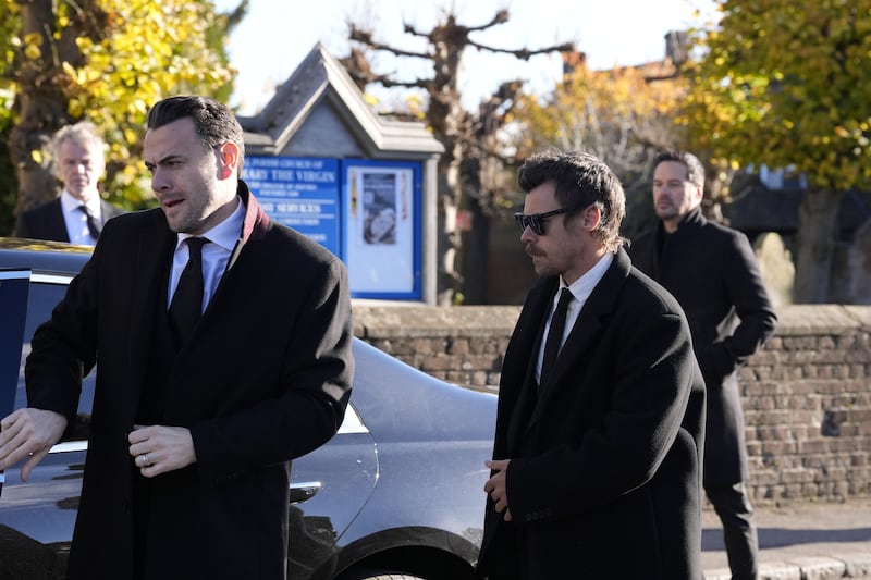 Harry Styles arrives for the funeral service of One Direction singer Liam Payne at St Mary’s Church in Amersham, Buckinghamshire