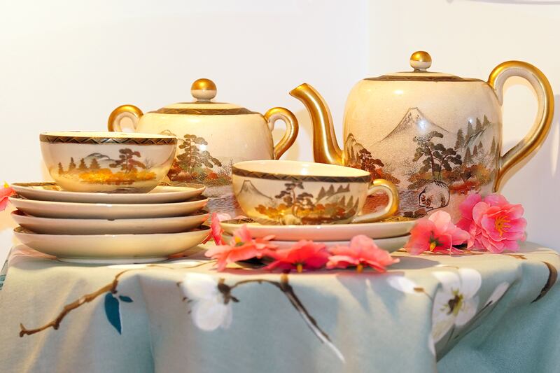 A Japanese tea service, bought by Beatle George Harrison when he was confined to a hotel room because of Beatlemania in Japan