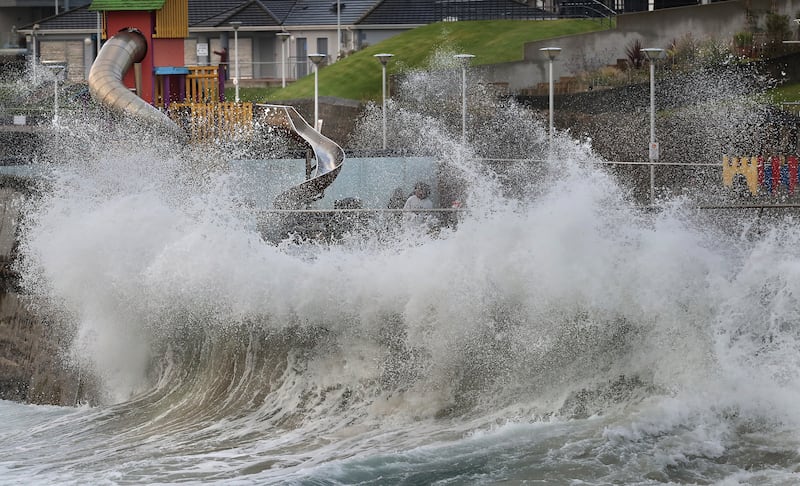 The tail end of Hurricane Ernesto teases its way around the north coast of Northern-Ireland at Portstewart in Co-Derry with the next few days expected to bring more gales, heavy rain and high tides. Picture Margaret McLaughlin  20-8-2024