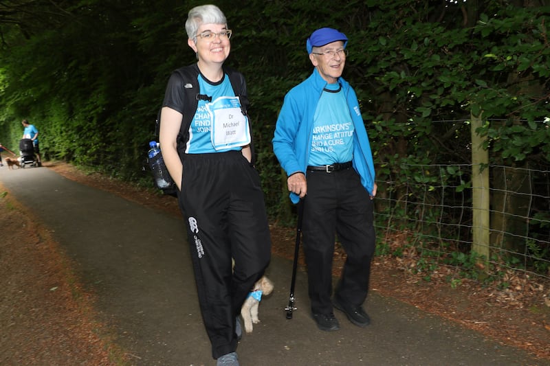 Una and Willie taking part in a 2.5 mile walk