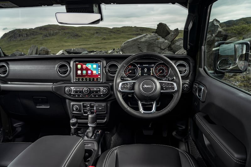 The interior gets lots of rugged touches