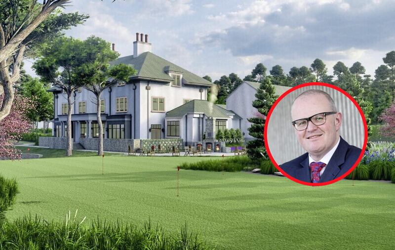 How design firm Maxwell & Company envision Dunluce Lodge will look when complete. Inset: Stephen Meldrum who is leaving his role at Grand Central Hotel